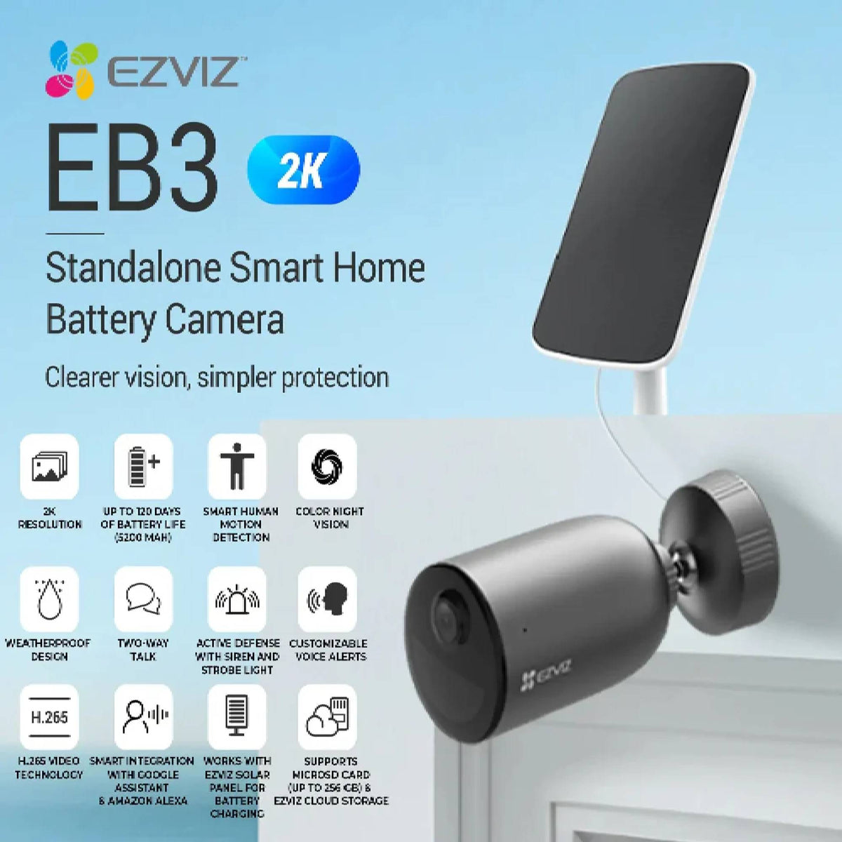 EZVIZ 4G SMART AOVHOME BATTERY CAMERA-CS-EB3/SP (2K,4GA)